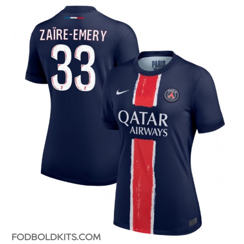 Paris Saint-Germain Warren Zaire-Emery #33 Hjemmebanetrøje Dame 2024-25 Kortærmet